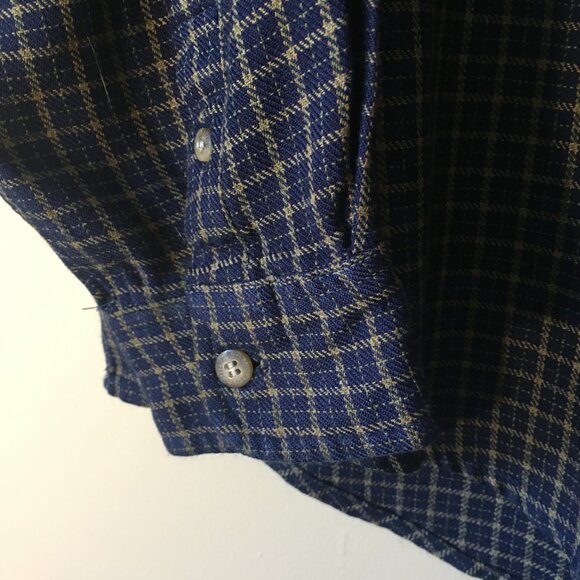 GORDIE HOWE Button Shirt L VINTAGE blue brown plaid embroidered - Picture 7 of 14